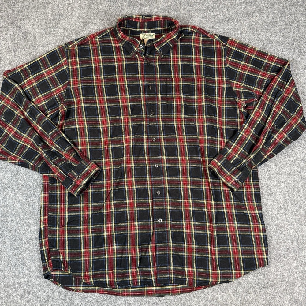LL Bean Flannel Shirt Mens XL Tall Scotch Plaid 100% Cotton Long Sleeve Tartan